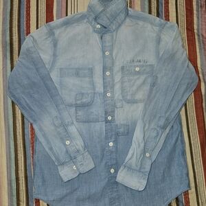 RalphLauren Classic Fit Indigo Chambray Blue Denim Work Shirt - Men S.
